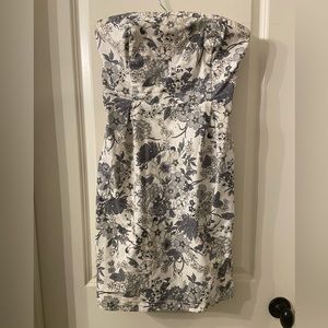 Strapless Grey/White Floral Dress